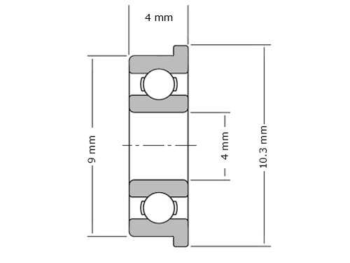 IBB Flange Bearing F684 ZZ (4x9x4mm)