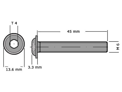 Laagbolkopbout met binnenzeskant en flens ISO 7380-2 M6x45 RVS A2