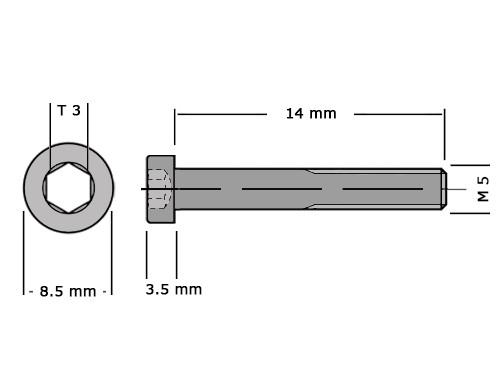 Lage cilinderbout met binnenzeskant DIN 7984 M5x14 8.8 Verzinkt