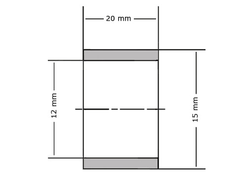 Glijlager Sinterbrons BP25  12x15x20mm