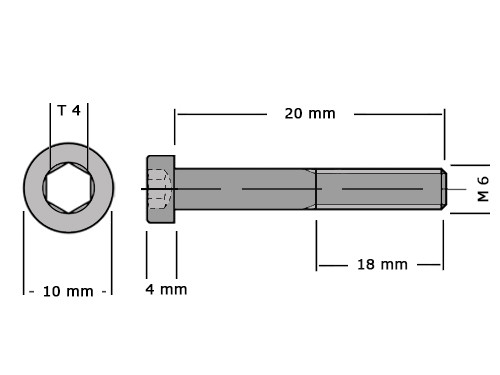 Lage cilinderbout met binnenzeskant DIN 7984 M6x20 8.8 Verzinkt