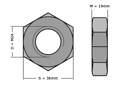 Zeskantmoer DIN 934 M24 Klasse 8 Verzinkt (25 stuks)
