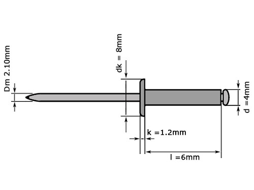 Blindklinknagel DIN 7337 Platbolkop 4x6mm Aluminium/Staal Verzinkt
