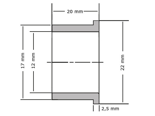 Flensglijlager Sinterbrons BP25 12x17x20/22x2.5mm