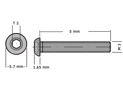 Laagbolkopbout met binnenzeskant ISO 7380-1 M3x5 RVS A2