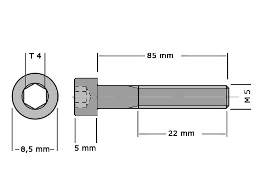 Cilinderbout met binnenzeskant DIN 912 M5x85 8.8 Verzinkt