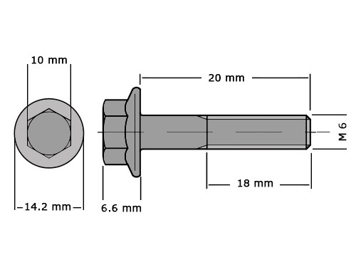 Zeskantflensbout DIN 6921 M6x20 RVS A2