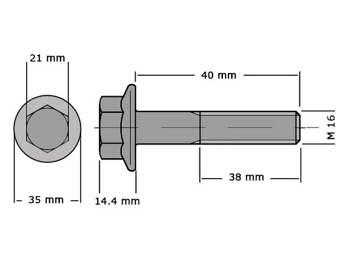 Zeskantflensbout DIN 6921 M16x40 8.8 Verzinkt
