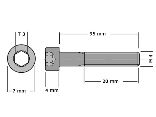 Cilinderbout met binnenzeskant DIN 912 M4x95 8.8 Verzinkt
