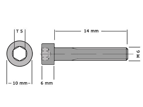 Cilinderbout met binnenzeskant DIN 912 M6x14 8.8 Verzinkt