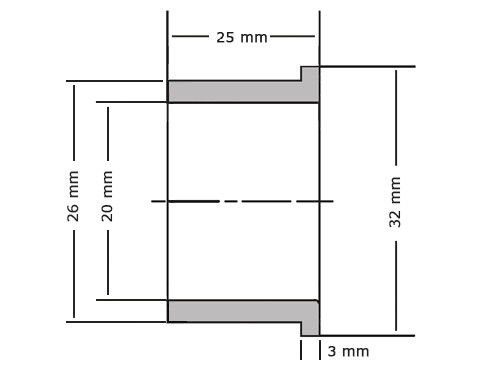 Flensglijlager Sinterbrons BP25 20x26x25/32x3mm