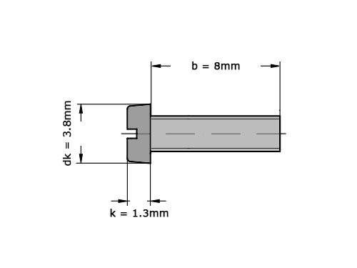 Cilinderschroef met zaaggleuf DIN 84 M2x8 Verzinkt