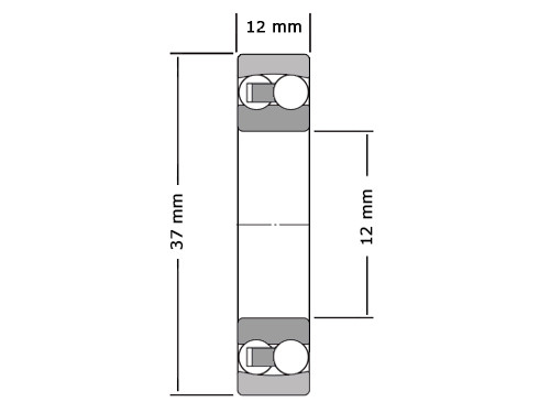 NKE Kogellager Zelfinstellend 1301 Cilindrisch TV (12x37x12mm)
