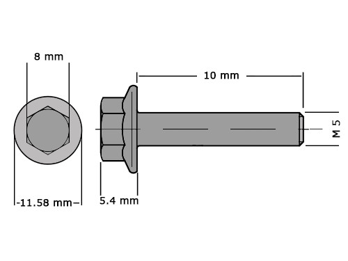 Zeskantflensbout DIN 6921 M5x10 RVS A2