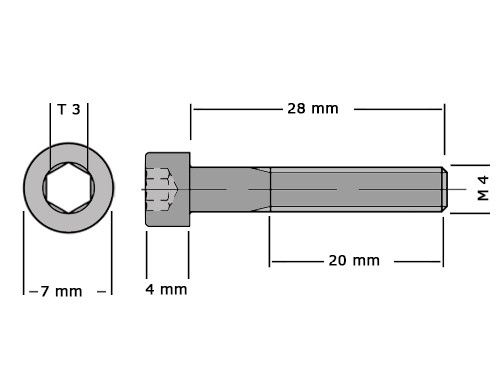 Cilinderbout met binnenzeskant DIN 912 M4x28 8.8 Verzinkt