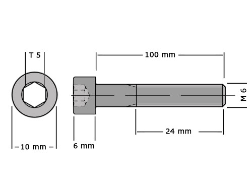 Cilinderbout met binnenzeskant DIN 912 M6x100 8.8 Verzinkt