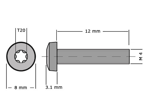 Bolcilinderschroef DIN 7985 M4x12mm T20 RVS A2
