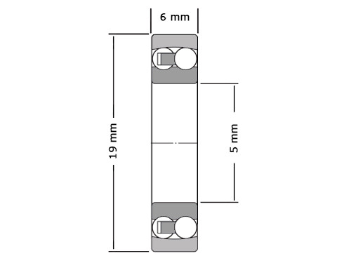 FAG Kogellager Zelfinstellend 135 Cilindrisch TVH (5x19x6mm)