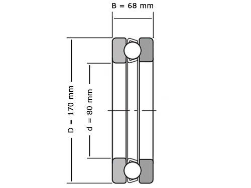 NSK Kogeltaatslager 51416 (80x170x68mm)