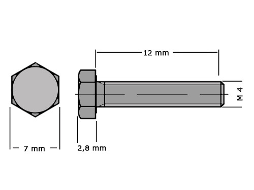 Zeskanttapbout Voldraad DIN 933 M4x12 8.8 Verzinkt