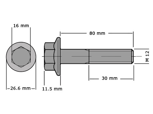 Zeskantflensbout DIN 6921 M12x80 8.8 Verzinkt