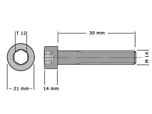 Cilinderbout met binnenzeskant DIN 912 M14x30 8.8 Verzinkt