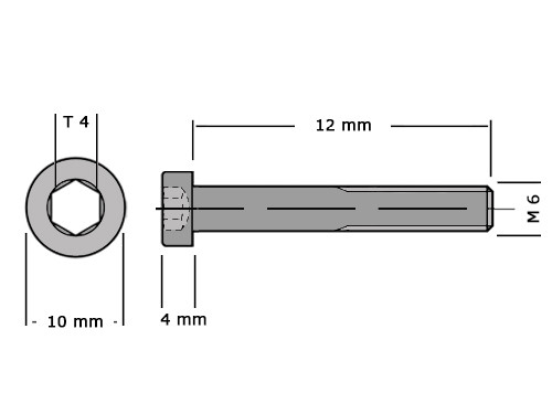 Lage cilinderbout met binnenzeskant DIN 7984 M6x12 8.8 Verzinkt