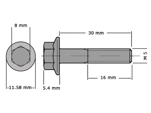 Zeskantflensbout DIN 6921 M5x30 RVS A2