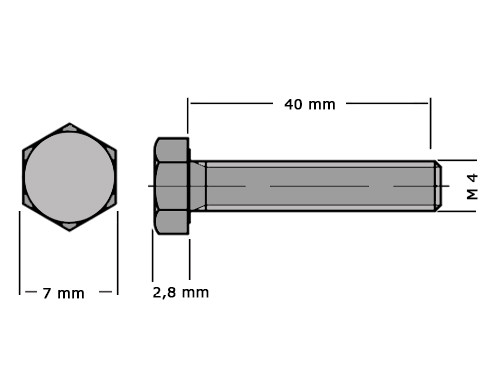 Zeskanttapbout Voldraad DIN 933 M4x40 8.8 Galvanisch Verzinkt (doos 500 stuks)