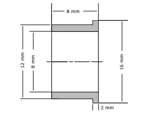 Flensglijlager Sinterbrons BP25 8x12x8/16x2mm