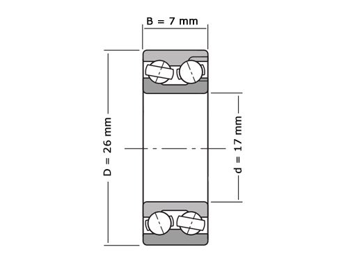 Angular Contact Ball Bearing Double Row 3803 2RS (17x26x7mm)
