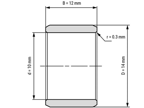IBB Inner Ring Drawn Cup Needle Roller Bearing IR 10x14x12