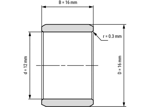 IBB Inner Ring Drawn Cup Needle Roller Bearing IR 12x16x16