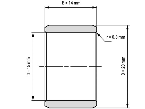 IBB Inner Ring Drawn Cup Needle Roller Bearing IR 15x20x14
