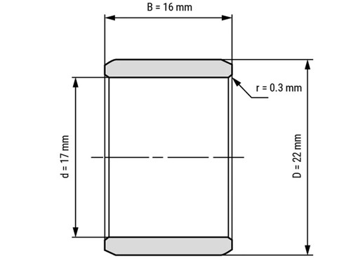 IBB Inner Ring Drawn Cup Needle Roller Bearing IR 17x22x16