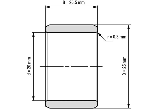 IBB Inner Ring Drawn Cup Needle Roller Bearing IR 20x25x26.5