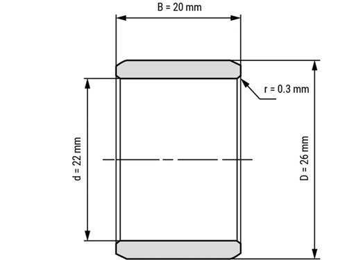 IBB Inner Ring Drawn Cup Needle Roller Bearing IR 22x26x20