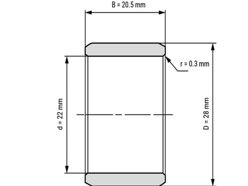 IBB Inner Ring Drawn Cup Needle Roller Bearing IR 22x28x20.5