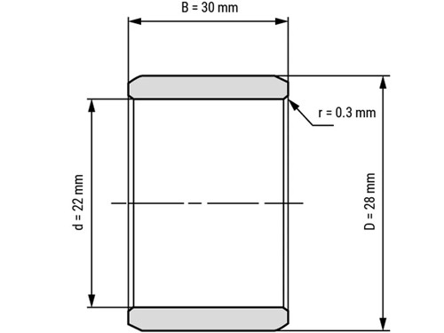 IBB Inner Ring Drawn Cup Needle Roller Bearing IR 22x28x30