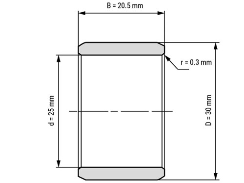 IBB Inner Ring Drawn Cup Needle Roller Bearing IR 25x30x20.5