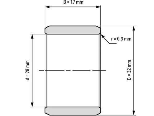 IBB Inner Ring Drawn Cup Needle Roller Bearing IR 28x32x17