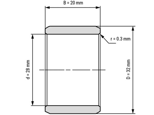 IBB Inner Ring Drawn Cup Needle Roller Bearing IR 28x32x20