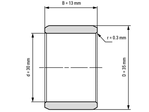 IBB Inner Ring Drawn Cup Needle Roller Bearing IR 30x35x13