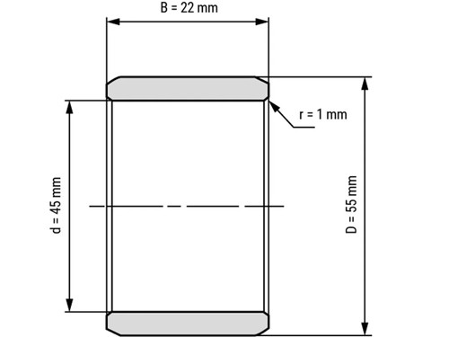 IBB Inner Ring Drawn Cup Needle Roller Bearing IR 45x55x22