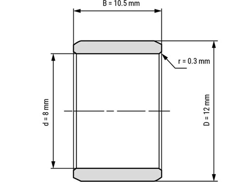 IBB Inner Ring Drawn Cup Needle Roller Bearing IR 8x12x10.5