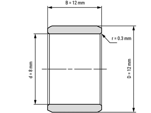IBB Inner Ring Drawn Cup Needle Roller Bearing IR 8x12x12