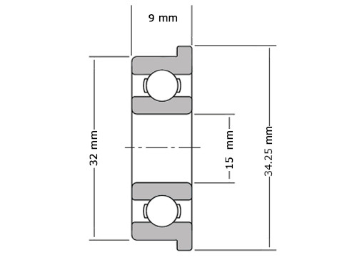 IBB Flenskogellager F6002 2RS (15x32x9mm)