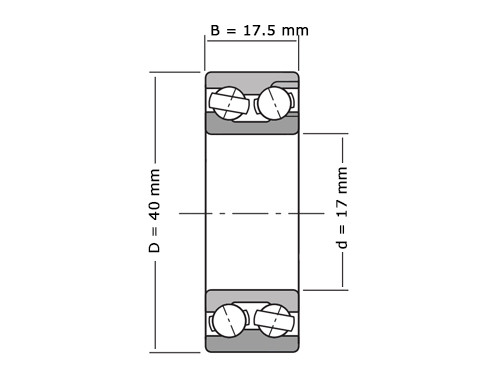 IBB Angular Contact Ball Bearing Double Row 5203/3203 2RS (17x40x17,5mm)