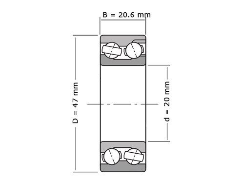 IBB Angular Contact Ball Bearing Double Row 5204/3204 (20x47x20,6mm)