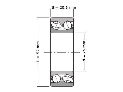 IBB Angular Contact Ball Bearing Double Row 5205/3205 2RS (25x52x20,6mm)